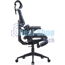 Кресло офисное Cactus CS-CHR-MC01-BLBK синий, сиденье черный, сетка/ткань, с подголов. крестов. пластик, подст. для ног