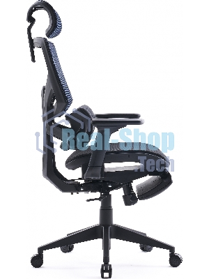 Кресло Cactus CS-CHR-MC01-BLBK синий, сетка, подголовник, подставка для ног