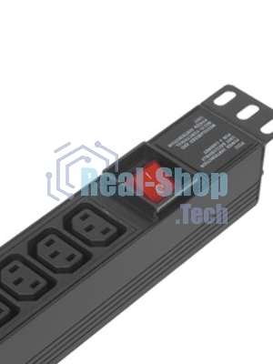 Блок розеток горизонтальный ExeGate ServerPro PDU-19H001 Al-10С13-C14-SW, 1U, Алюминий, 10 IEC 320 C13, С14, выкл. с подсветкой, черный