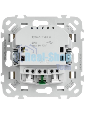 FLITE Розетка с заземлением со шторками 16А с USB A+C 20Вт быстрозажимные клеммы РСЮшс11-1-ФлХ хаки | FI-R14-16-1-U22-020-K59 | IEK