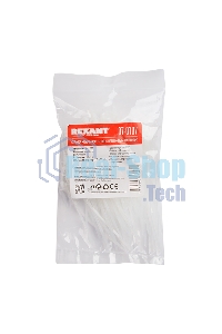 Хомут-стяжкa нейлоновая с крепежным пистоном Rexant 100x2,5 мм, ø2,4 мм, белая, упаковка 100 шт.