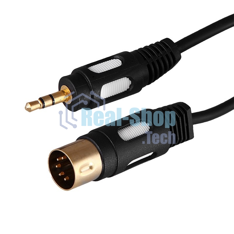 Шнур Rexant DIN 5 Pin - Stereo 3,5 мм, длина 1,5 метра (GOLD)