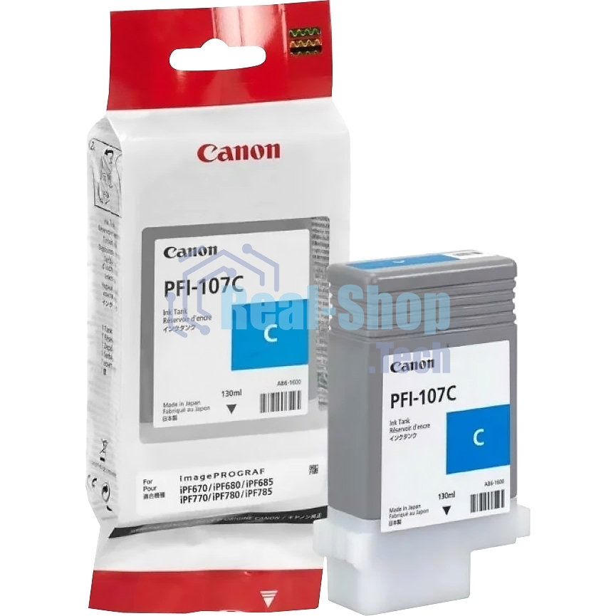 Картридж струйный Canon PFI-107C (6706B001) голубой (130 мл) для Canon iP F680/685/780/785