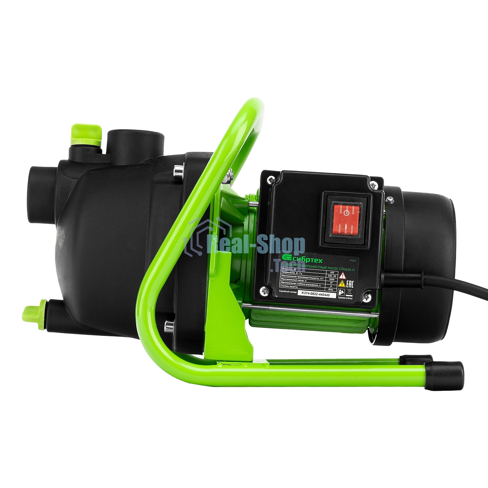 Садовый поверхностный насос Сибртех СПН650-П, 650 Вт, напор 37 м, 3200 л/ч, пластик