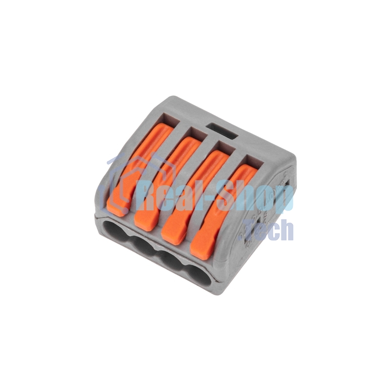 Универсальная клемма Rexant СМК 222-414, 4-проводная серая 0,08-2,5/4 мм² (блистер 10 шт/уп)