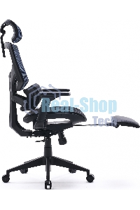 Кресло офисное Cactus CS-CHR-MC01-BLBK синий, сиденье черный, сетка/ткань, с подголов. крестов. пластик, подст. для ног