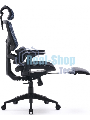 Кресло Cactus CS-CHR-MC01-BLBK синий, сетка, подголовник, подставка для ног