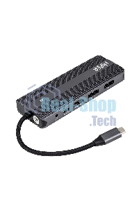 USB-концентратор HIPER Docking station USB-C HUB 11in1 (1*USB-C 100W PD, 1*HDMI 4K@60Hz, 2*DP 4K@60Hz, 2*USB-A 3.0 (5Gbps data), 1*USB-C 3.0 (5Gbps data), 1*microSD, 1*SD, 1*3.5мм audio, 1*RJ45 GB)