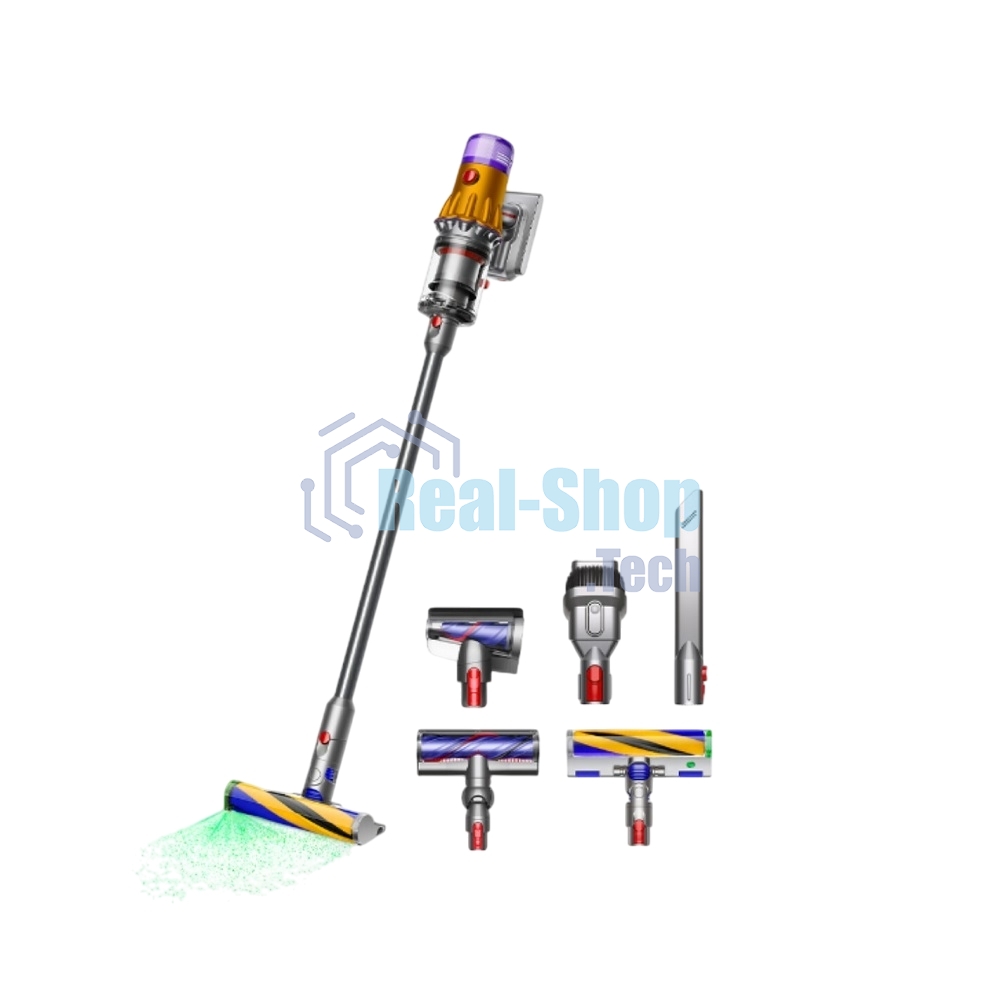 Пылесос вертикальный Dyson SV46 V12 Detect Slim Absolute серебристый/желтый, питание от аккумулятора, 150 Вт, уборка сухая, пылесборник 0.35 л, работа от АКБ max 60 мин.