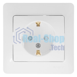 Systeme Electric Glossa Бел Розетка с/з со шторками (в сборе с рамкой)