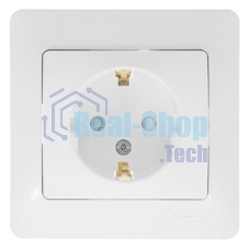 Systeme Electric Glossa Бел Розетка с/з со шторками (в сборе с рамкой)