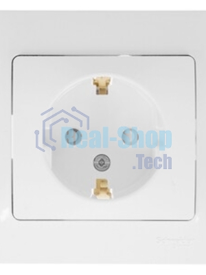 Systeme Electric Glossa Бел Розетка с/з со шторками (в сборе с рамкой)