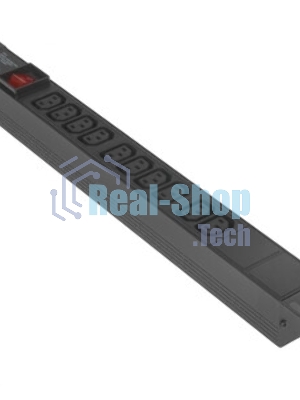 Блок розеток горизонтальный ExeGate ServerPro PDU-19H001 Al-10С13-C14-SW, 1U, Алюминий, 10 IEC 320 C13, С14, выкл. с подсветкой, черный
