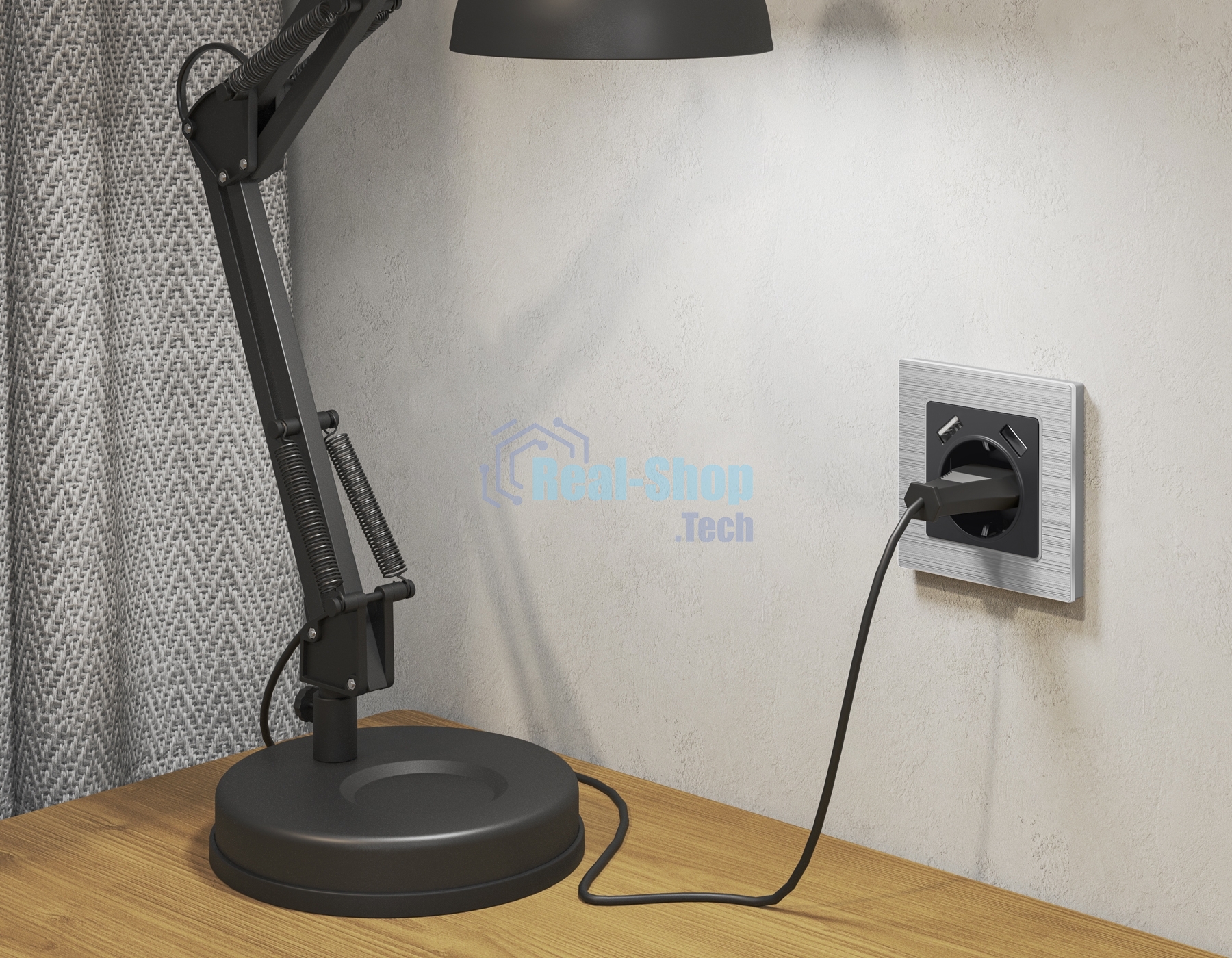 Комплект механизма электрической розетки ALFA Графит мягкое касание 2USB A+A 18W (быстрая зарядка) с/з QUANT (AP9090, VM155) MA909010
