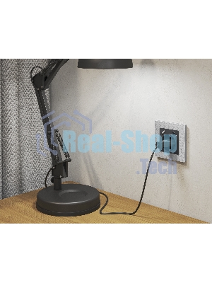 Комплект механизма электрической розетки ALFA Графит мягкое касание 2USB A+A 18W (быстрая зарядка) с/з QUANT (AP9090, VM155) MA909010