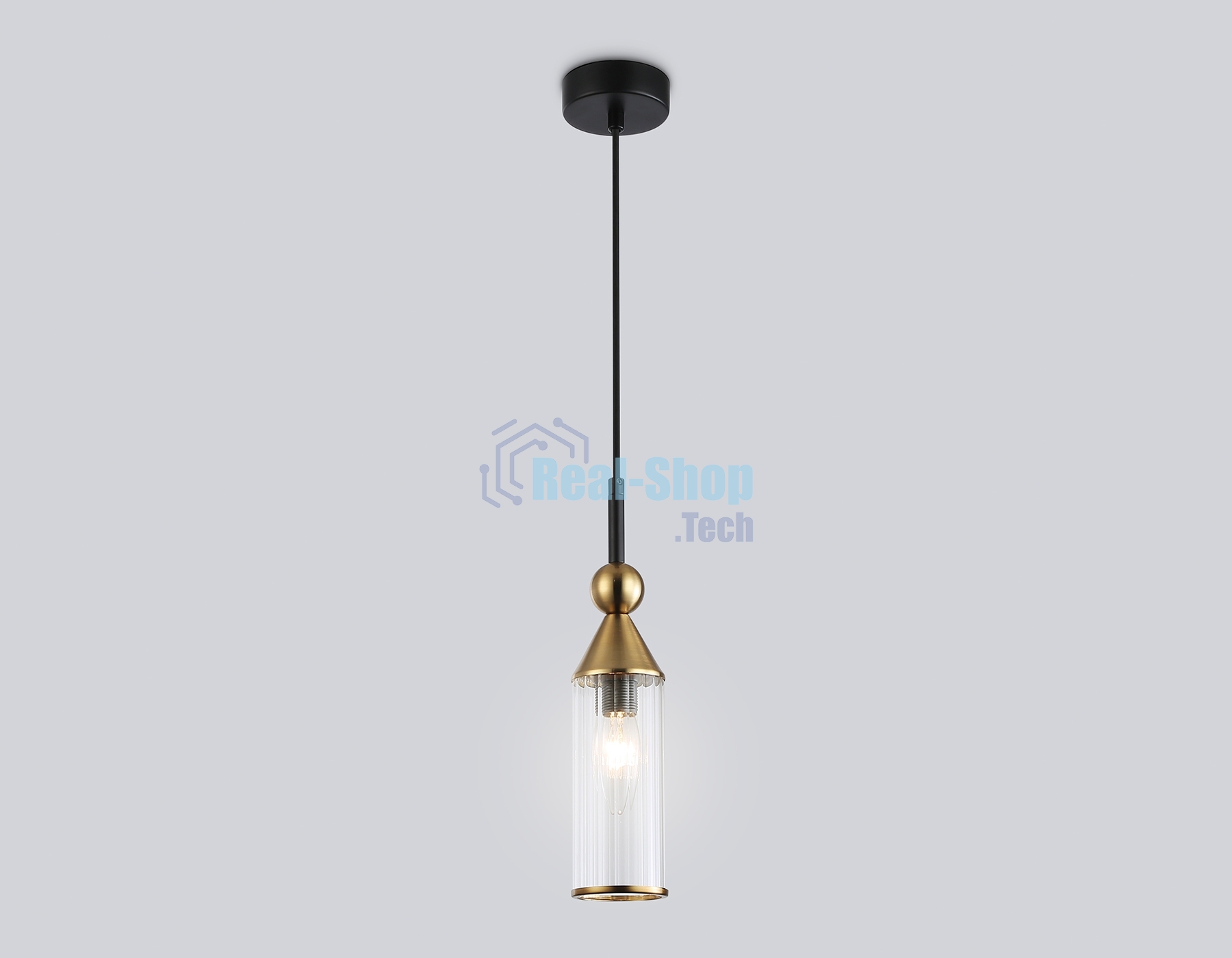 Светильник Ambrella light LH55251 BK/BS/CL черный/латунь/прозрачный E14 max 40W D65*1500