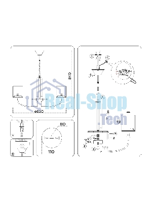 Люстра Ambrella light LH71271/5 BS/DB латунь/темно синий E14/5 max 40W D650*840