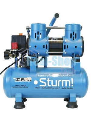 Компрессор воздуш Sturm! AC93210OL.безмасл.бесшумн. 900Вт,10л,2750об/мин,180л/мин,8бар