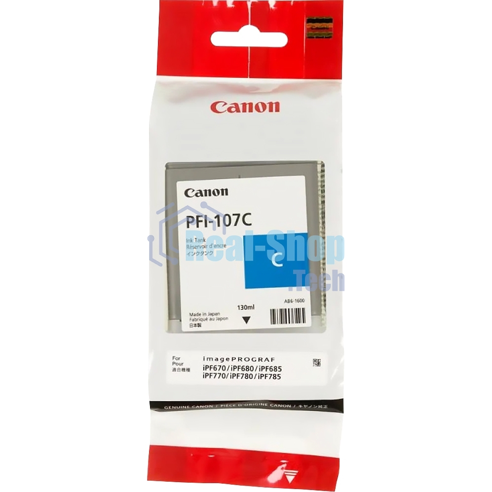 Картридж струйный Canon PFI-107C (6706B001) голубой (130 мл) для Canon iP F680/685/780/785