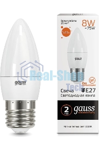 Лампа светодиодная LED Gauss Elementary Candle E27 8Вт 3000К