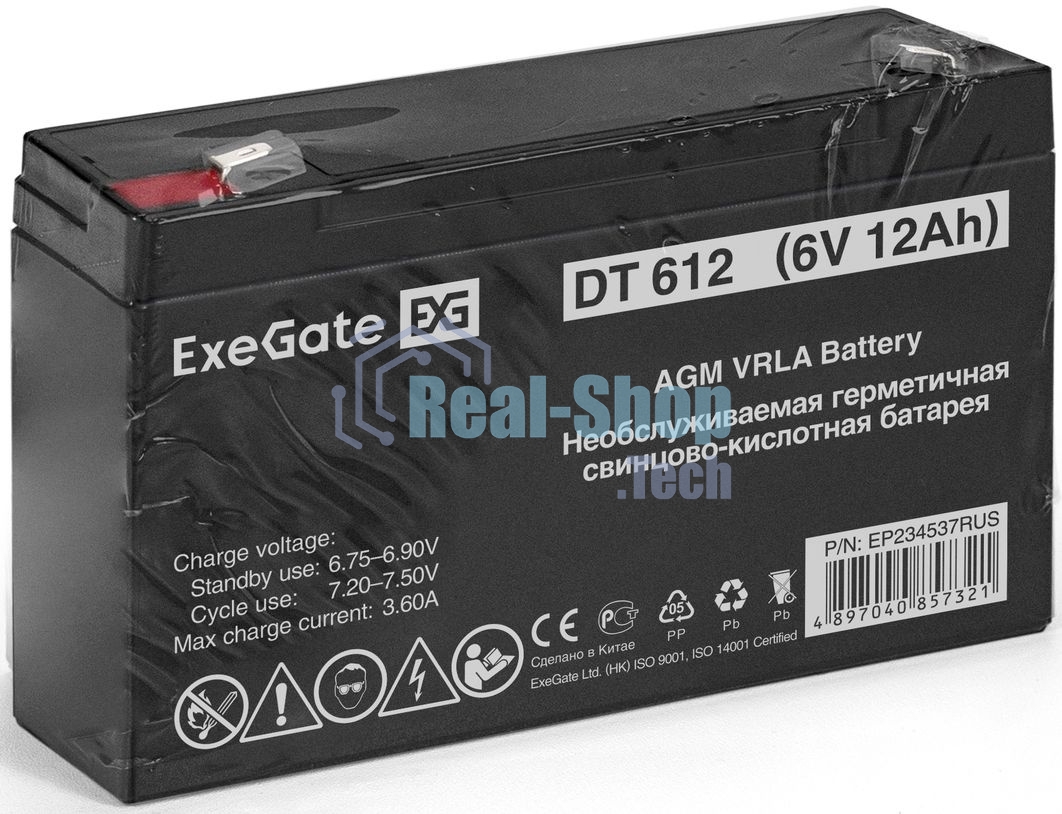 Батарея для ИБП ExeGate EP234537RUS DT 612/EXG6120 (6V 12Ah) клеммы F1