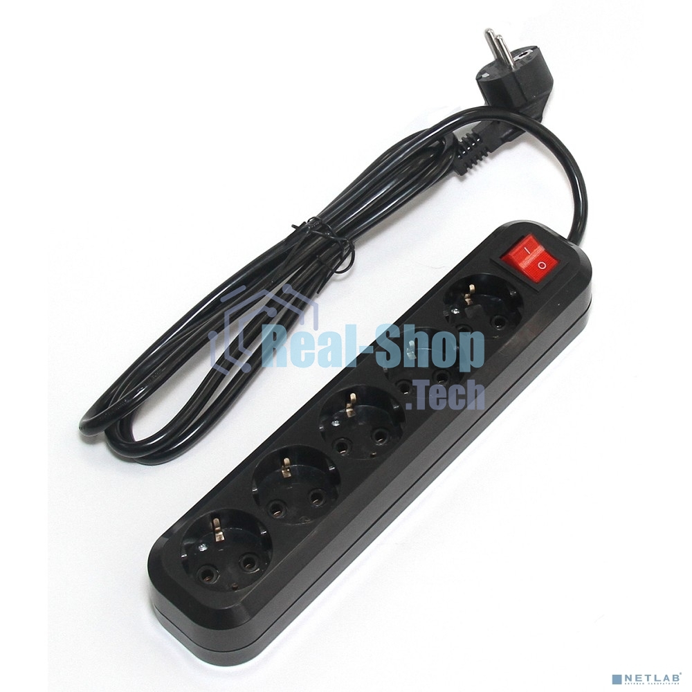 Сетевой фильтр 5bites SP5B-330 5S, 3*1.5 мм2, 16A, ABS, 3M, черный