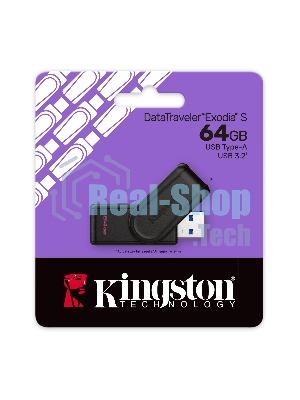 Флешка USB Kingston DataTraveler Exodia S (DTXS/64Gb), 64Gb, USB 3.2 Gen 1, R/W 150/60, черный