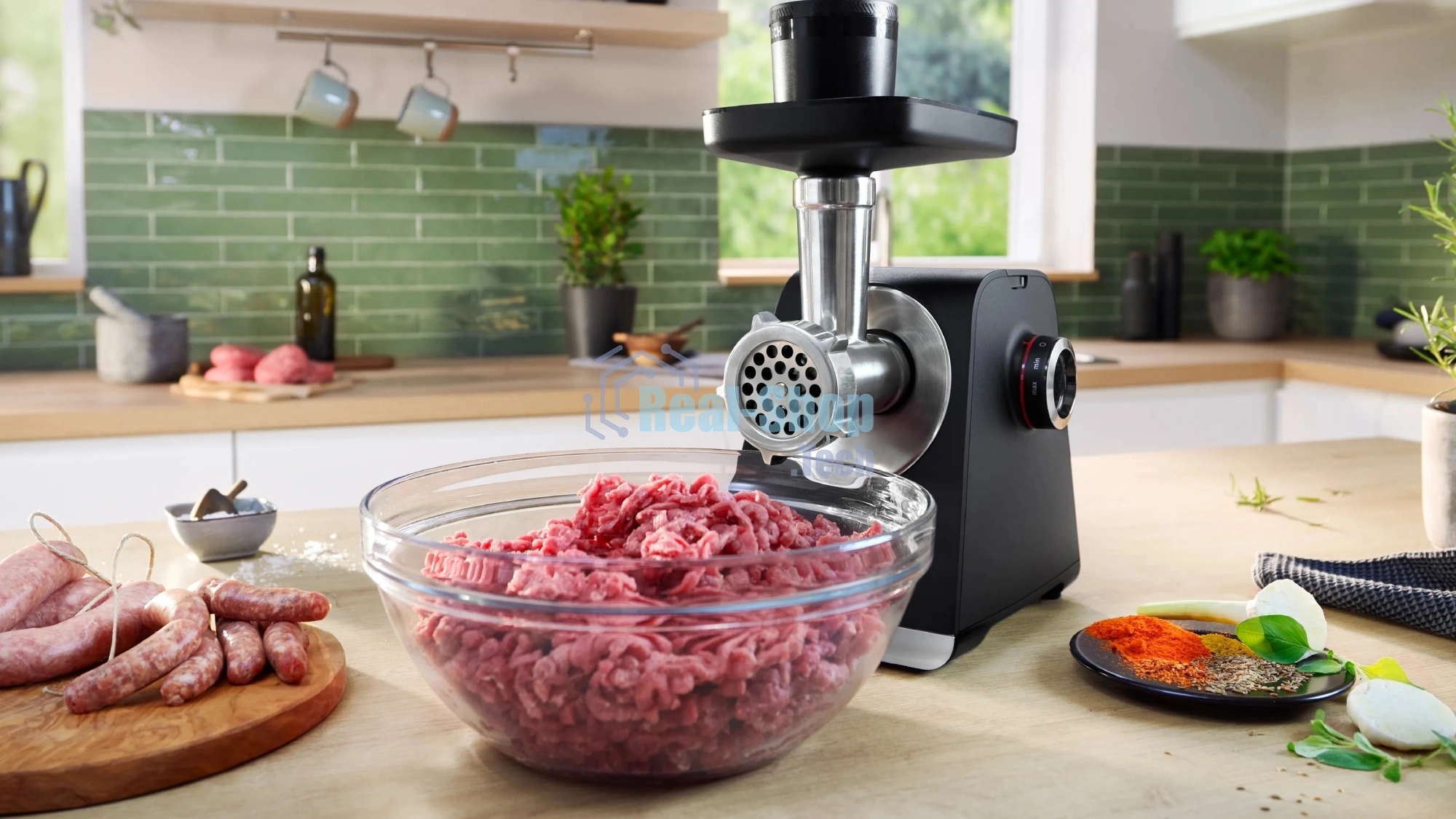 Мясорубка электрическая Bosch MFWS640B черный, 2100 Вт, 3.5 кг/мин, реверс, насадки - 9