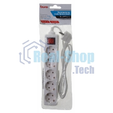 Сетевой удлинитель Buro BU-PS5.1/W 1.5 м (5 розеток) белый (пакет ПЭ)