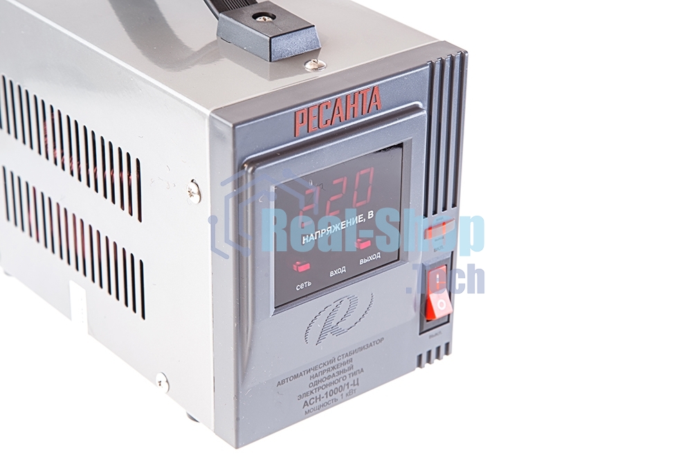 Стабилизатор напряжения Ресанта АСН-1 000/1-Ц 63/6/2 220В±8%, Габариты 237х140х170, Вес 4 кг