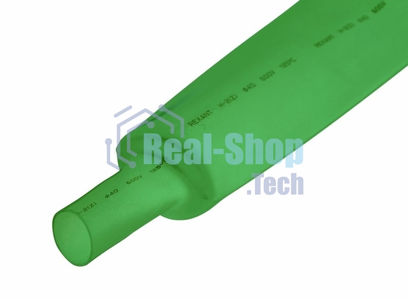 Термоусаживаемая трубка Rexant 35,0/17,5 мм, зеленая, упаковка 10 шт. по 1 м