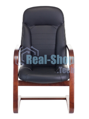 Кресло компьютерное Бюрократ T-9923WALNUT-AV/BL черный, кожа, низкая спинка