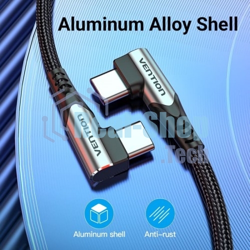 Кабель Vention USB 2.0 CM/CM угловой - 1м. Серый 5А PD100W