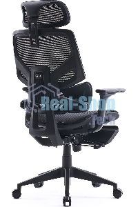 Кресло офисное Cactus CS-CHR-MC01-BLBK синий, сиденье черный, сетка/ткань, с подголов. крестов. пластик, подст. для ног