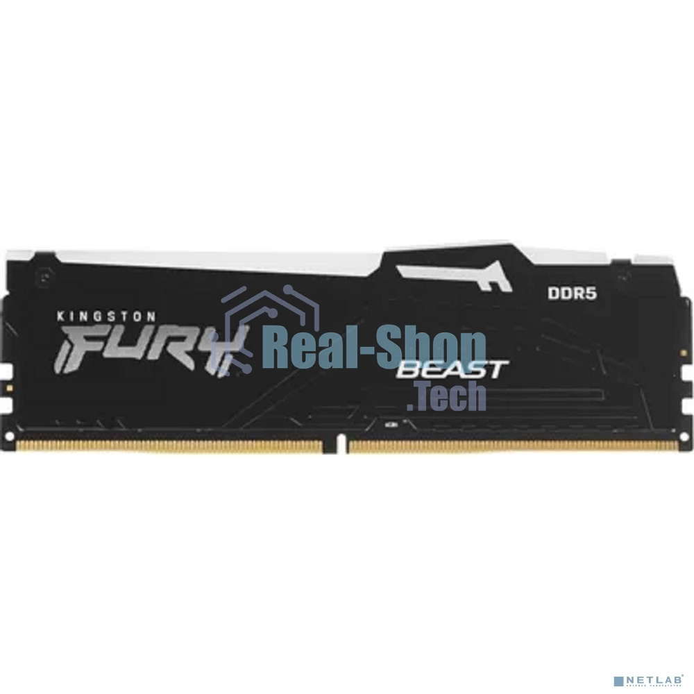 Оперативная память Kingston Fury Beast RGB, DDR5, 32GB (1x32GB), 6400 MHz, CL32, с радиатором, RGB, черный