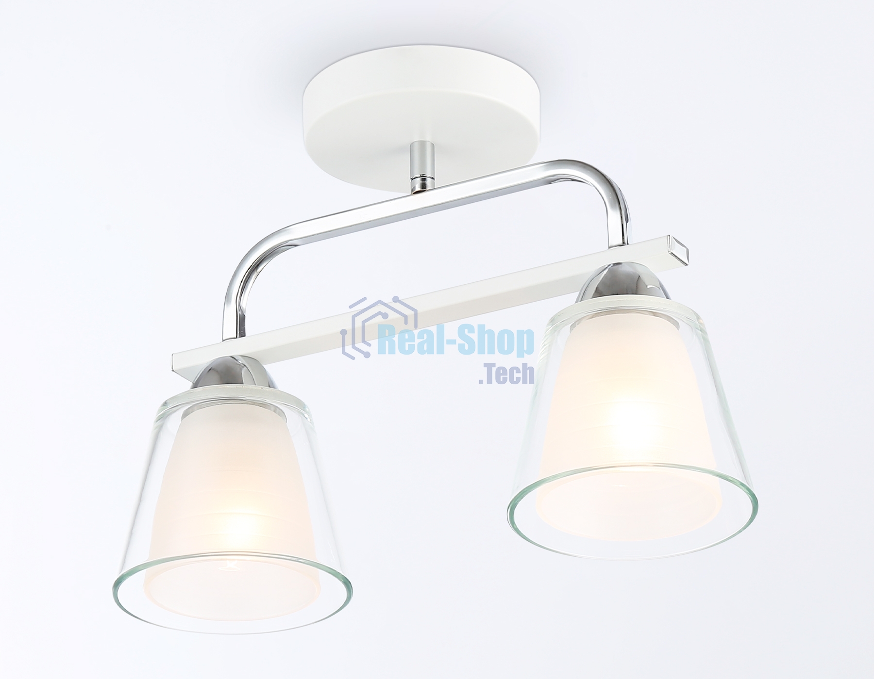 Светильник Ambrella light TR303229/2 WH/CH/CL/FR белый/хром/прозрачный/белый матовый E27*2 max 60W 340*120*250
