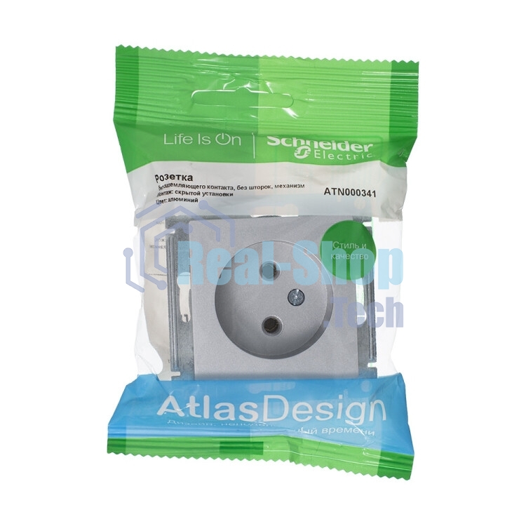 Механизм розетки 1-м СП AtlasDesign без заземл. 16А алюм. SchE ATN000341