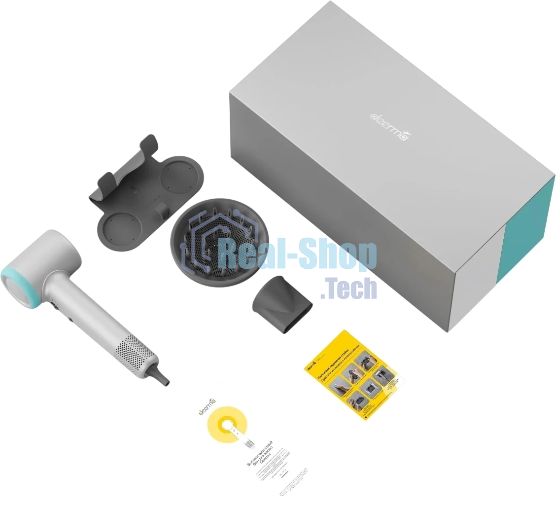 Фен Deerma DEM-CF51W серый, 1400 Вт, компактный, ионизация