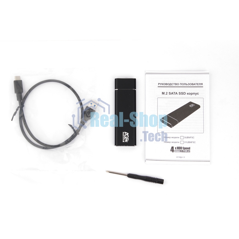 Внешний корпус AgeStar M.2 USB 3.0 NGFF (B-key) AgeStar 3UBNF5C алюминий, черный/серебристый