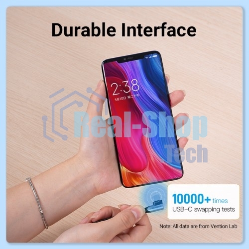 Кабель Vention USB 2.0 CM/CM угловой - 1м. Серый 5А PD100W