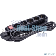 Сетевой фильтр 5bites SP5B-330 5S, 3*1.5 мм2, 16A, ABS, 3M, черный