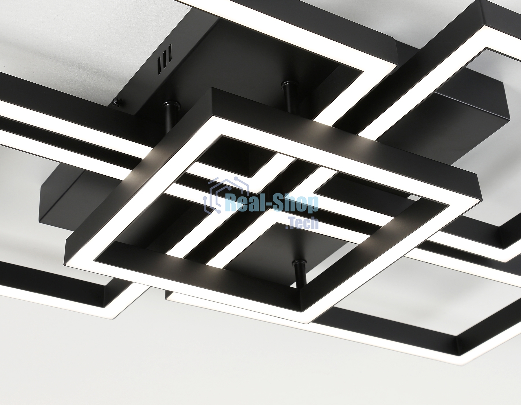 Потолочный светодиодный светильник Ambrella light FA1012/4+1 BK черный 90W 3000K-6400K 710*490*95 (ПДУ ИК)