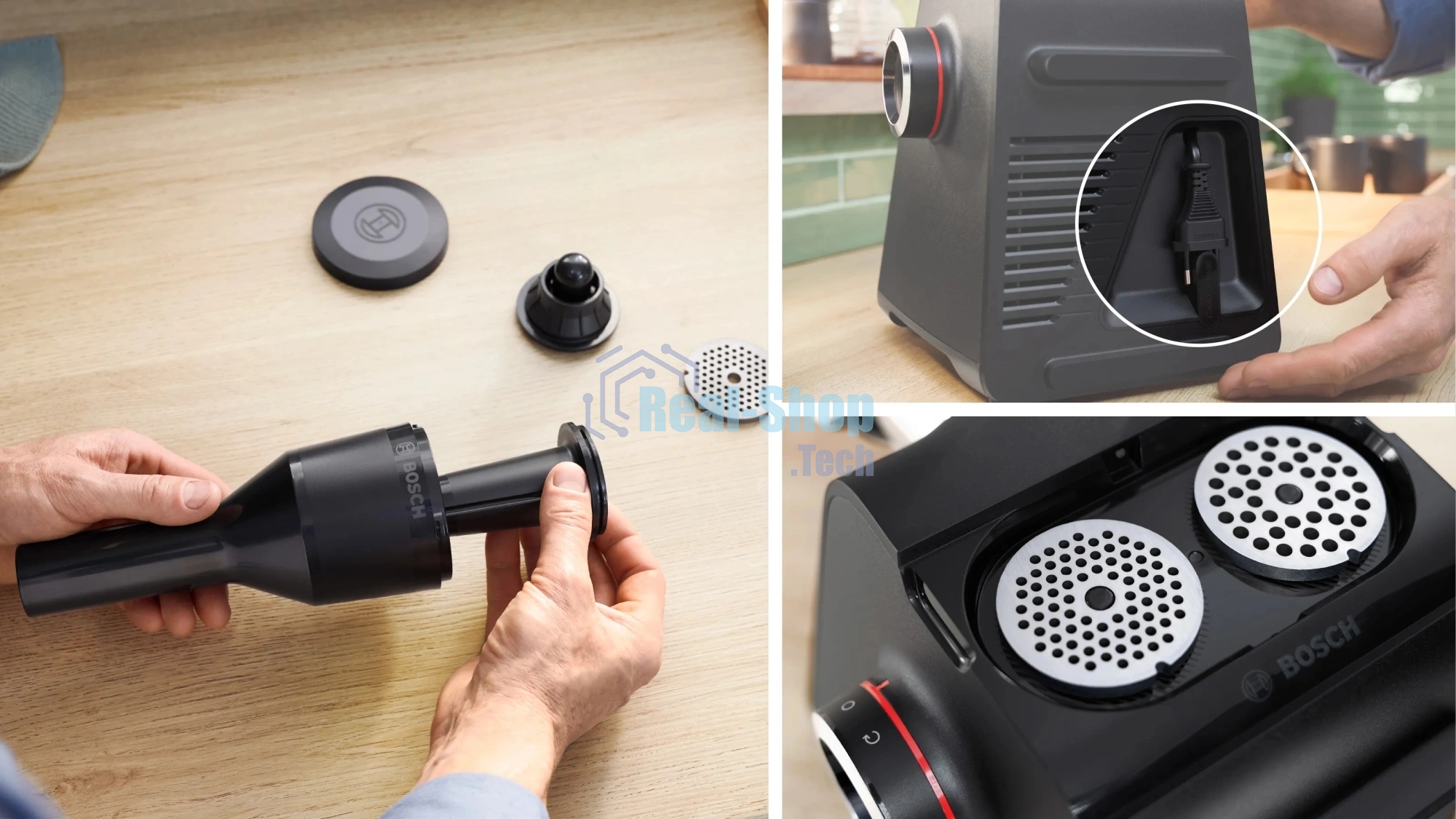 Мясорубка электрическая Bosch MFWS640B черный, 2100 Вт, 3.5 кг/мин, реверс, насадки - 9
