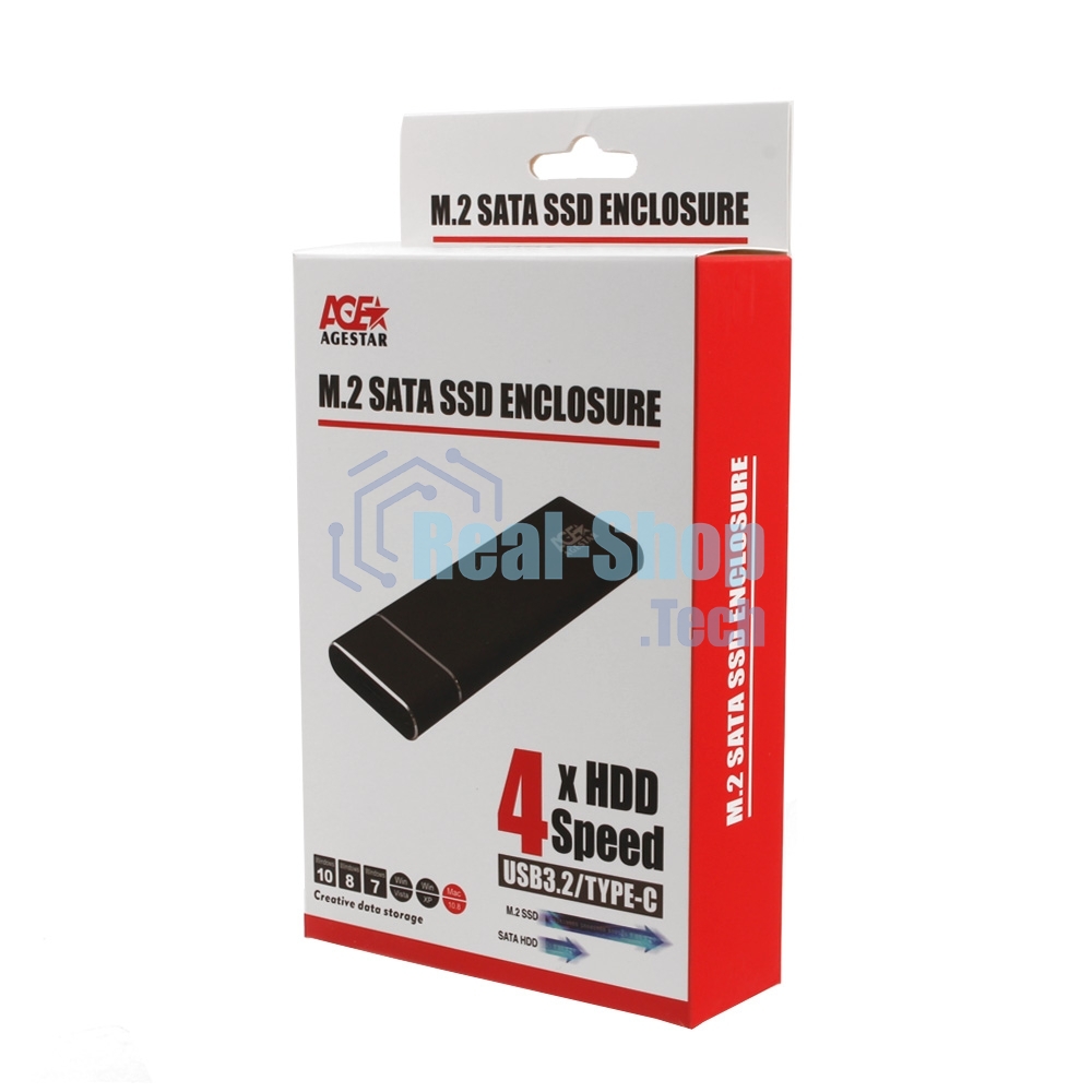 Внешний корпус AgeStar M.2 USB 3.0 NGFF (B-key) AgeStar 3UBNF5C алюминий, черный/серебристый