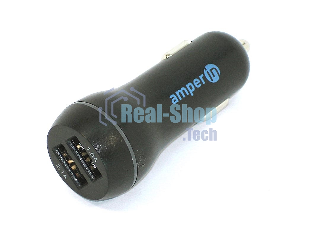 Автомобильное зарядное устройство AMPERIN CCB-2USB USB 1 DC 5V/2.1A USB 2 5V/1A Черный