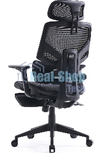 Кресло офисное Cactus CS-CHR-MC01-BLBK синий, сиденье черный, сетка/ткань, с подголов. крестов. пластик, подст. для ног