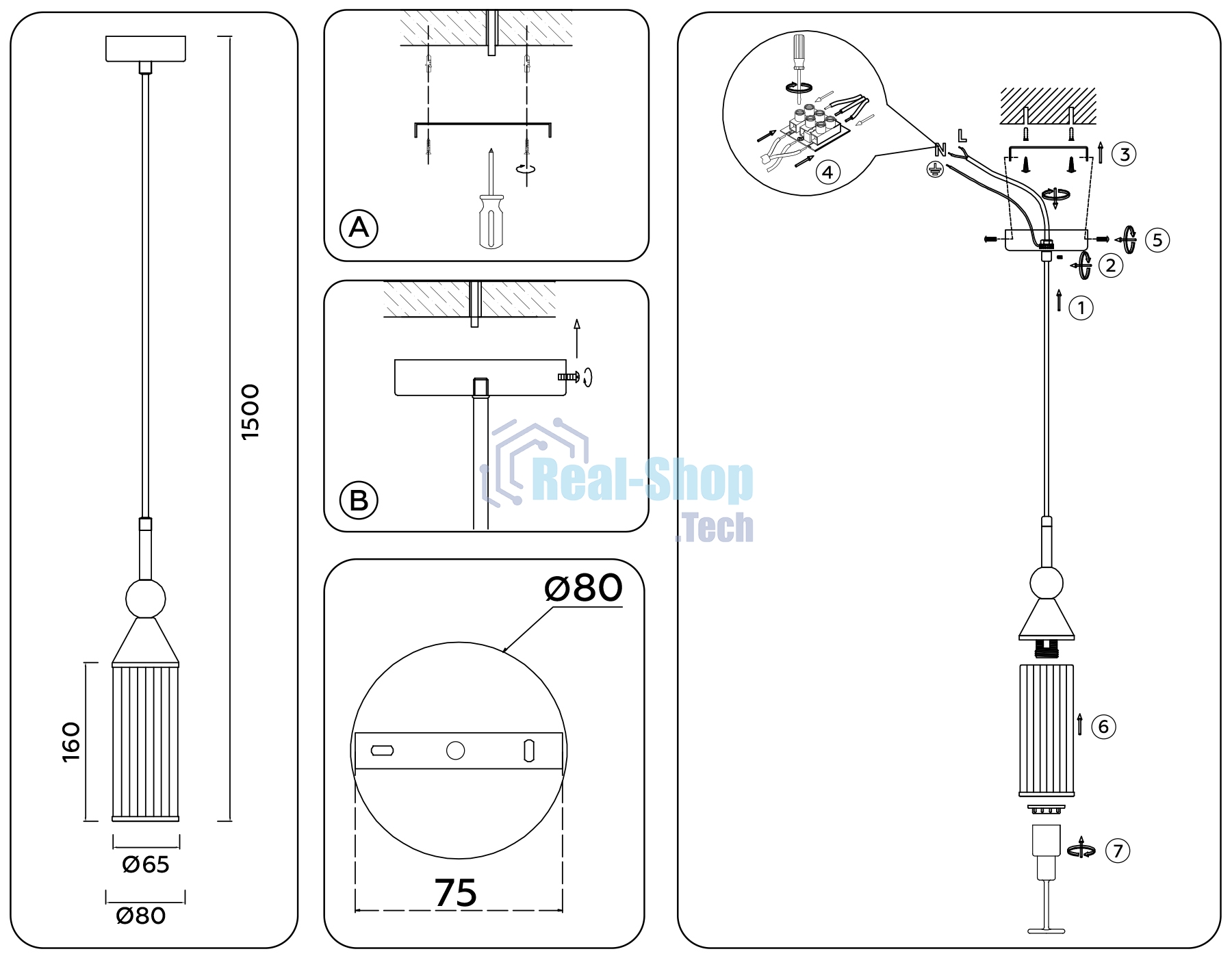 Светильник Ambrella light LH55251 BK/BS/CL черный/латунь/прозрачный E14 max 40W D65*1500