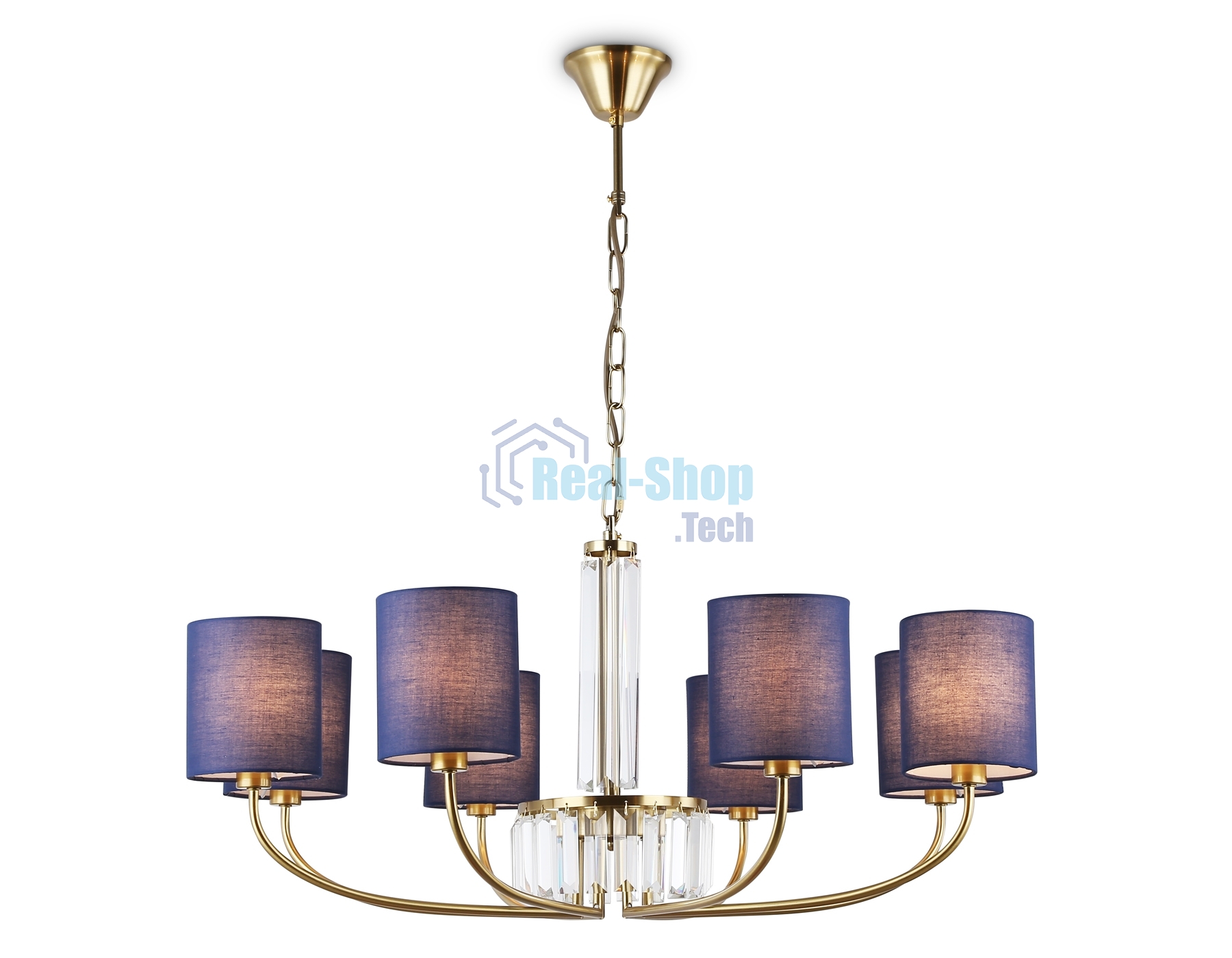 Люстра Ambrella light LH71273/8 BS/DB латунь/темно синий E14/8 max 40W D820*840