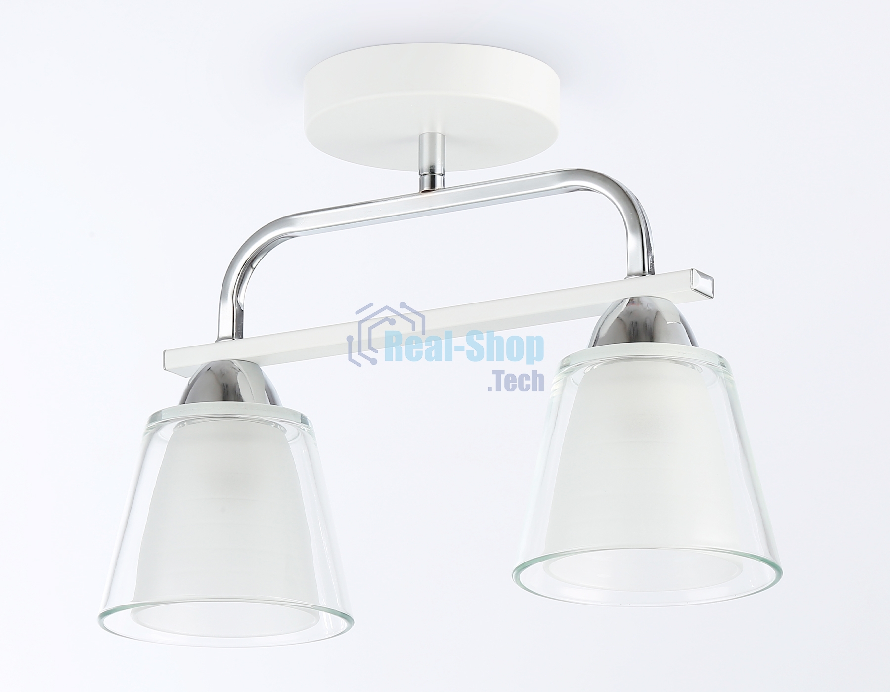 Светильник Ambrella light TR303229/2 WH/CH/CL/FR белый/хром/прозрачный/белый матовый E27*2 max 60W 340*120*250