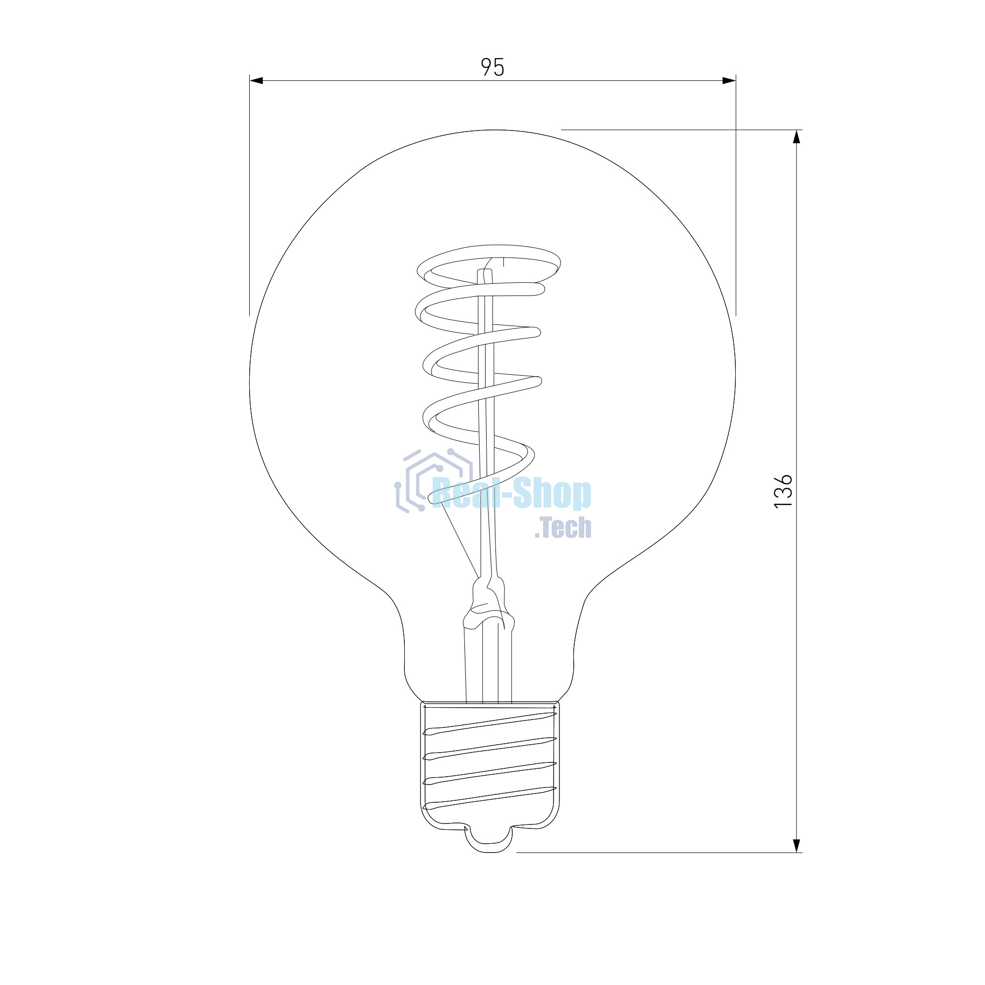BLE2747/ Светодиодная лампа Dimmable 5W 2700K E27 (G95 тонированный)(BLE2747)